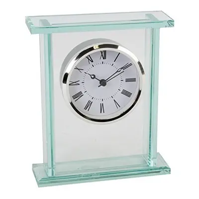 Wm.Widdop Glass Silver Bezel Mantel Clock