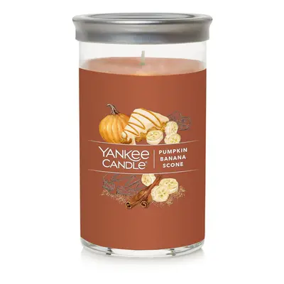 Yankee Candle Pumpkin Banana Scone Signature Medium Pillar Candle 1425oz Dark Orange Soy Wax Ble