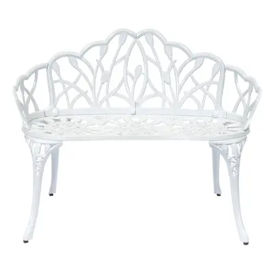 Charles Bentley White Tulip Cast Aluminium Metal Seats Garden Patio Bench Seat