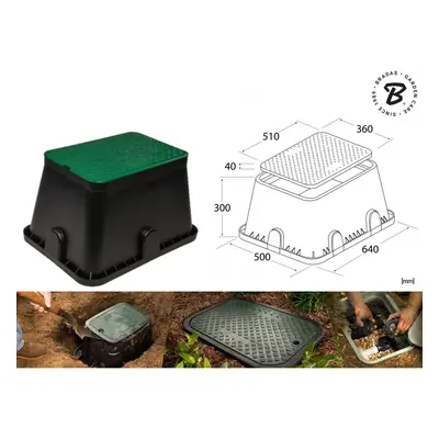 Irrigation "Jumbo" Valve Box Rectangular With Green Lid 64X50Cm