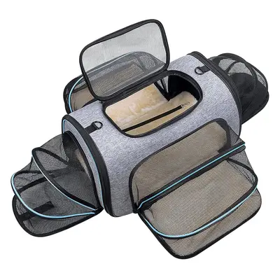 4 Sides Expandable Pet Carrier, Airline Approved Soft-sided Dog Cat Carrier Bag With Fleece Pad 