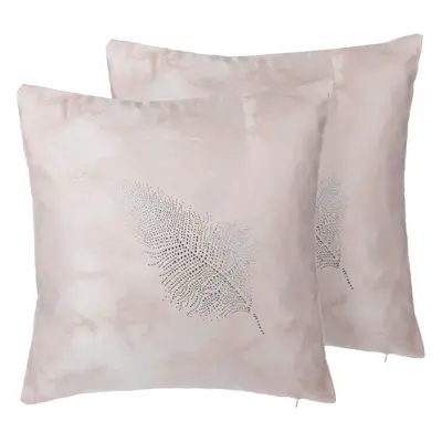 Set of Cushions Plant Pattern SILENE x cm Pink