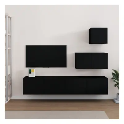 vidaXL Piece TV Cabinet Set Black Engineered Wood