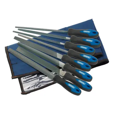 Soft Grip Engineer's File and Rasp Set, 200mm, Blue (8 Piece)