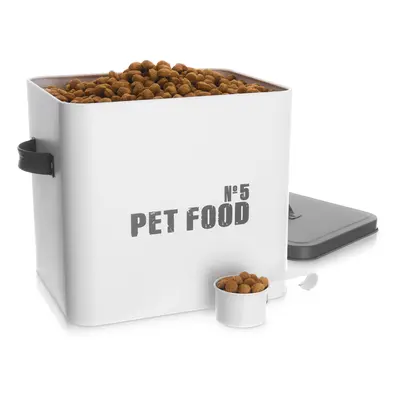 Enamel Coated Pet Food Metal Storage Tin Box with Measuring Scoop Airtight Lid