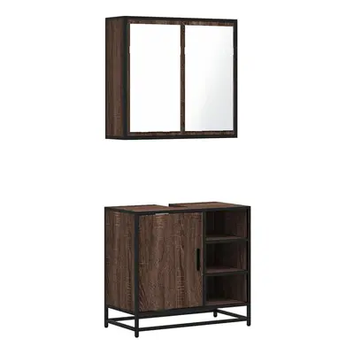 (brown oak) vidaXL Piece Bathroom Furniture Set Sonoma Oak Engineered Wood