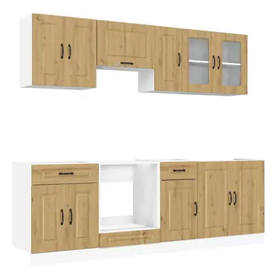 (artisan oak) vidaXL Piece Kitchen Cabinet Set Kalmar Grey Sonoma Engineered Wood