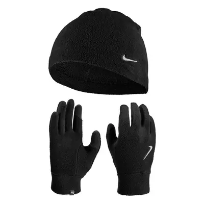 (S/M, Black) Nike Mens Fleece Hat And Glove Set