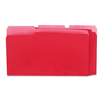 Universal Recycled Interior File Folders- 1/3 Cut- Top Tab- Legal- Red- 100/Box