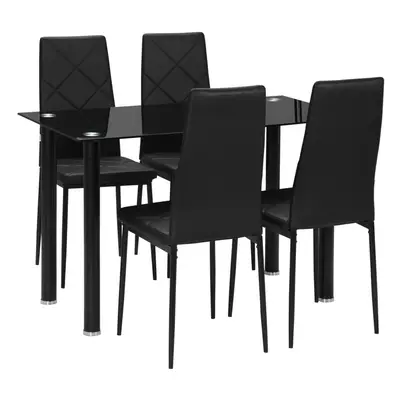 HOMCOM Dining Table Set for 4, Kitchen Table and Chairs w/ Padded Seat Black