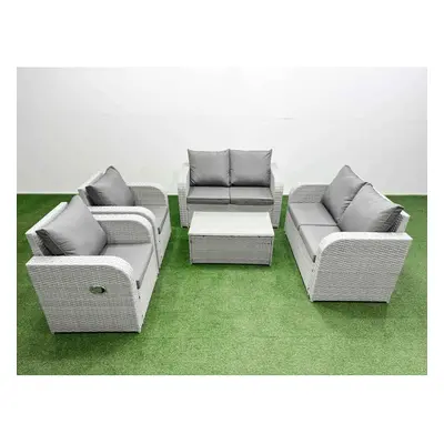 Fimous Seater Outdoor Reclining Chair Love Sofa Set Rattan Garden Furniture Set with Rectangular