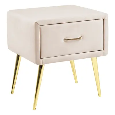 Bedside Table FLAYAT Velvet Light Beige