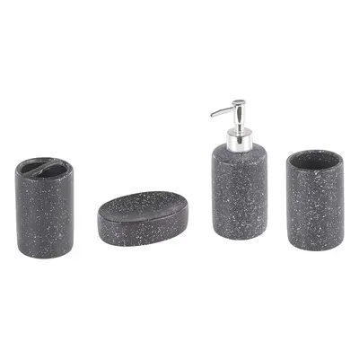 Ceramic 4-Piece Bathroom Accessories Set Dark Grey ILOCA