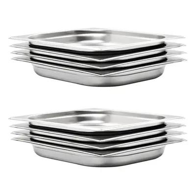 vidaXL 8x Gastronorm Containers GN 1/2 40mm Stainless Steel Stackable Tray