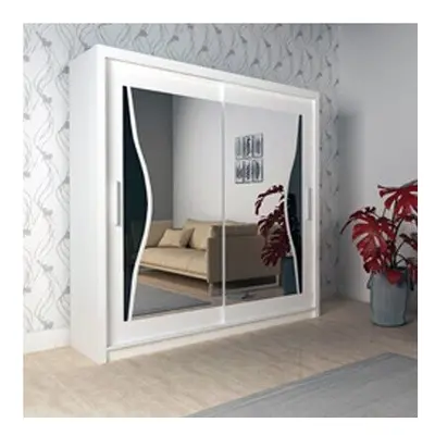 Colorado Double Mirror Sliding White Wardrobe 203cm