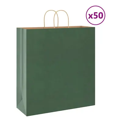 (green, x x cm) vidaXL Paper Bags pcs with Handles Brown 15x8x21 cm Grocery Paper Gift Bag