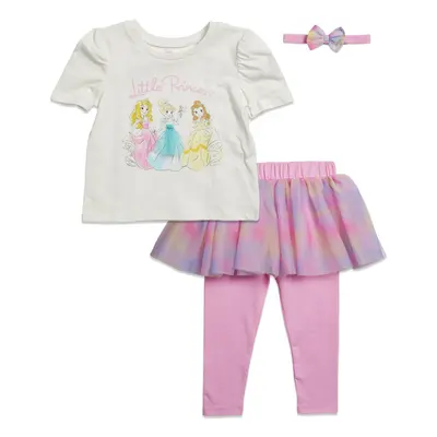 Disney Princess Cinderella Little Girls T-Shirt Leggings and Headband Piece Outfit Set Princesse