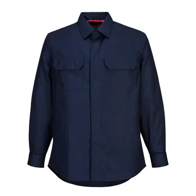 (S, Navy) Portwest Mens Bizflame Plus Shirt