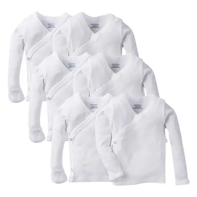 Gerber Baby 6-Pack Long-Sleeve Side-Snap Mitten-Cuff Shirt White