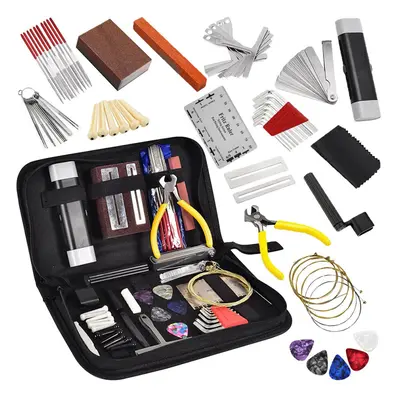 72Pcs Guitar Tool Kit Repair Maintenance Tools String Action Ruler Guitar Bridge Pins Strings Pi