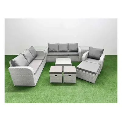 Fimous Seater Poly Rattan Outdoor Garden Furniture Square Coffee Table Sofa Set Patio Reclining 