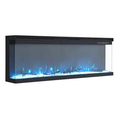 Media Electric Fireplace 60" Wall Recessed Inset Fire Sided Panoramic