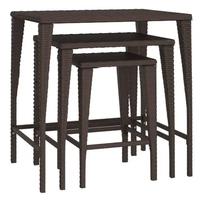 (brown) vidaXL Nesting Tables Nesting Coffee Table Side End Table pcs Poly Rattan