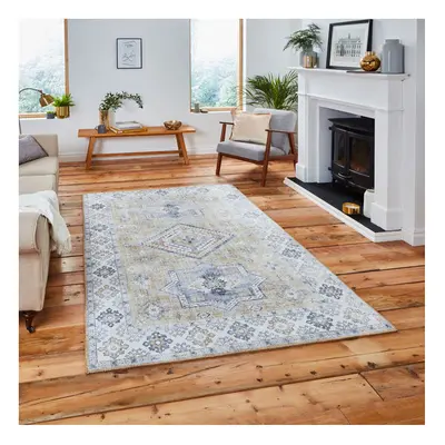 (Gold) Think Rugs Topaz G4705 Chenille Flat Weave Runner