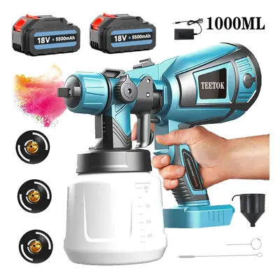 Cordless High Pressure Spray Gun Airless Paint Sprayer+5.5A 2xBattery+Charger-Makita Compatible