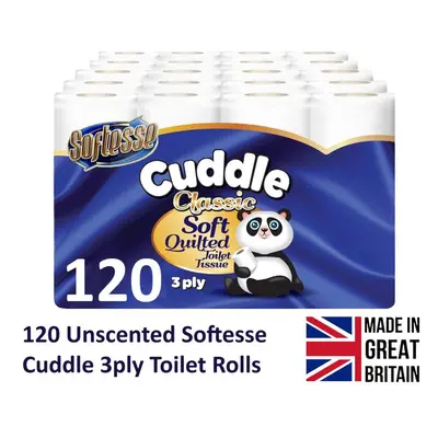 120 Bulk Buy | Softesse Cuddle Unscented Soft Quilted Toilet Rolls | 3-Ply | 10x12 Pack | Classi