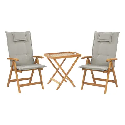 Bistro Set with Cushion JAVA Wood Taupe