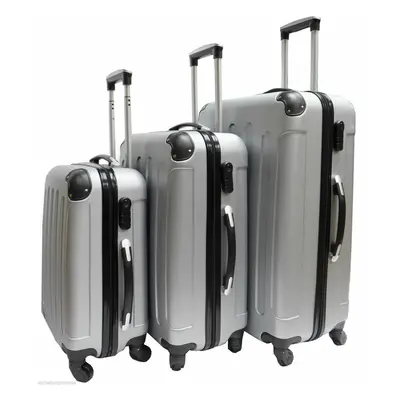 (Silver, Set of 3) Hampton & Stewart Spinner wheel HardShell Suitcase