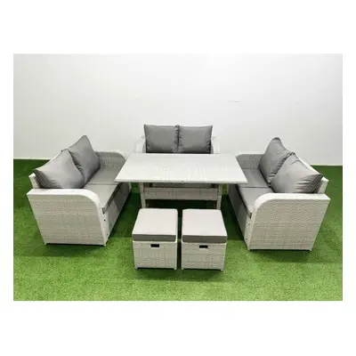 Fimous Seater PE Wicker Rattan Furniture Sofa Sets with Rectangular Dining Table Seater Love Sof