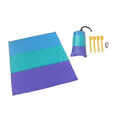 (Purple) 200x210cm Beach Blanket Waterproof Multifunction Folding Picnic Mat Sunshade Canopy wit