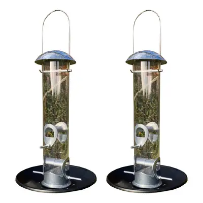 Aluminium Bird Seed Feeder with Seed Catcher Tray (Set of 2)