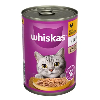 Whiskas Adult Wet Cat Food Chicken in Jelly Tin 400g (Pack of 12)