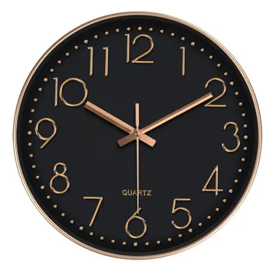 (Black- golden border) 12inch DIY Wall Clock Silent Quartz Wall Night Clocks Multicolor Optional