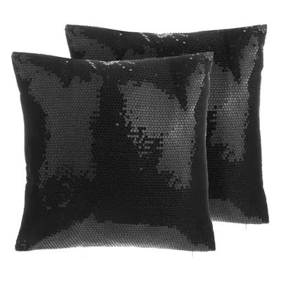 Set of Decorative Cushions ASTER x cm Black Solid