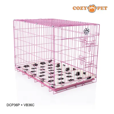 Dog Cage 36'' Pink by Cozy Pet Puppy Crate Pen Inc Vet Bed DCP36P + VB36C