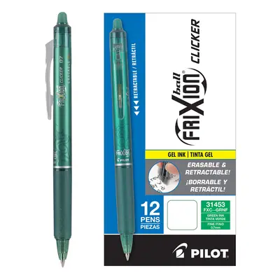 Pilot FriXion Clicker Erasable Gel Pens Fine Point 0.7 mm Pack of Green