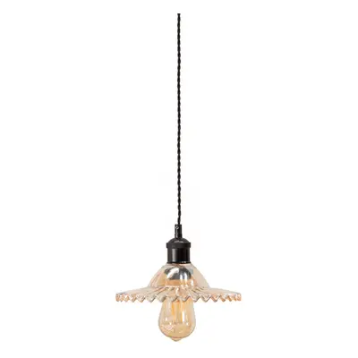 Lucrezia Black Pendant Light with Amber Frilled Glass Shade