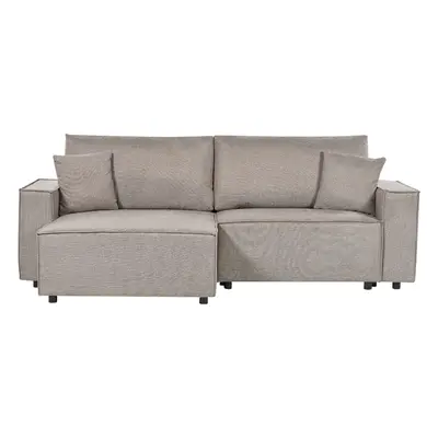 Right Hand Fabric Corner Sofa Bed with Storage Taupe KARILA