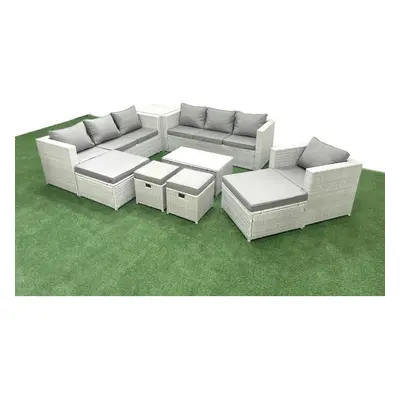 Fimous Rattan Garden Furniture Set Pieces Outdoor Garden Sofa Chair Coffee Table Set with Side T