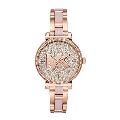 Michael Kors Womens Sofie Stainless Steel Quartz Watch With Stainless-Steel-Plated Strap, Rose G