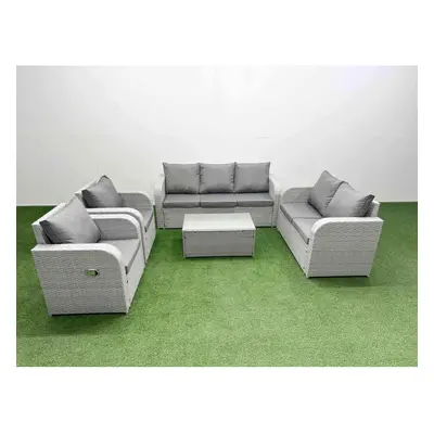 Fimous PE Rattan Garden Furniture Set Adjustable Chair Sofa Double Love Seat Seater Sofa Lounge 