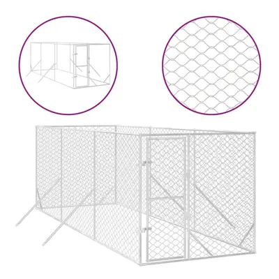 (2 x x m) vidaXL Outdoor Dog Kennel Pet Cage Dog House Pet Crate Silver Galvanised Steel