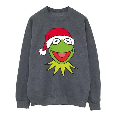 (M, Dark Grey Heather) Disney Womens/Ladies Muppets Kermit Christmas Head Sweatshirt