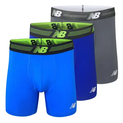 New Balance Men's 6"" Boxer Brief Fly Front with Pouch 3-Pack Team R