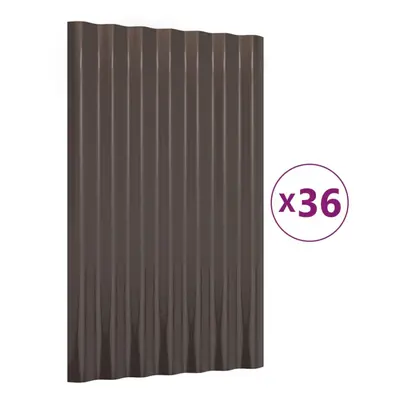 (brown, x cm) vidaXL 12/36x Roof Panels Powder-coated Steel Corrugated Multi Colours/Sizes