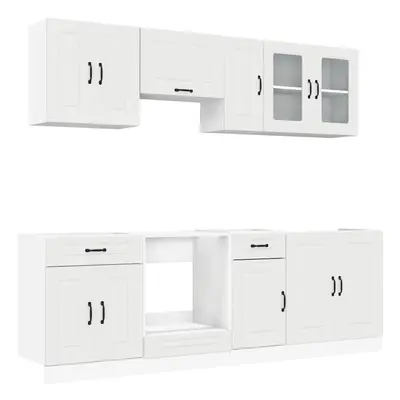 (white) vidaXL Piece Kitchen Cabinet Set Kalmar Grey Sonoma Engineered Wood